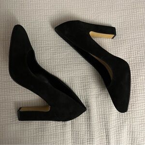 Vince Camuto Divinah Black Suede Block High Heel Pumps, Sz 11 - New Without Box